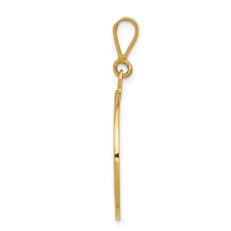Polished Satin Angel Charm Pendant in Real 10k Yellow Gold