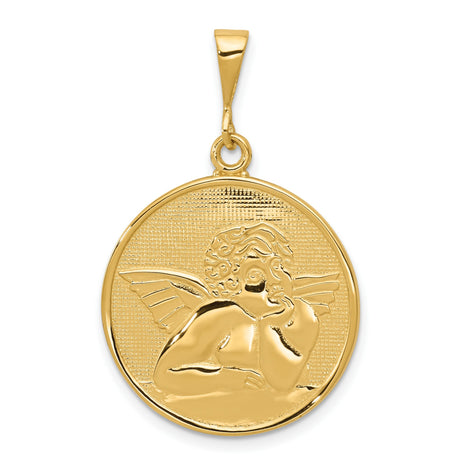 Polished Satin Angel Charm Pendant in Real 10k Yellow Gold