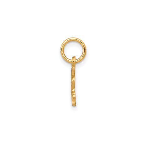 10k Yellow Gold Pendant Charm, I Love Music Design with Textured Heart and Scripted Lettering