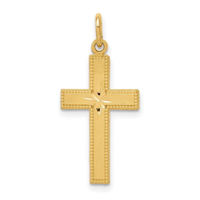 Diamond-Cut Cross Charm Pendant in Real 10k Yellow Gold