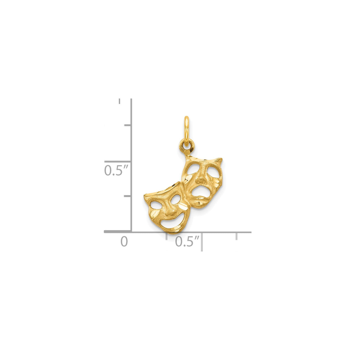 10k Yellow Gold Pendant, Comedy and Tragedy Drama Masks for Theater Lovers