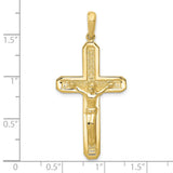 10k Yellow Gold Crucifix Cross Pendant Featuring Jesus Figure, Polished Religious Charm