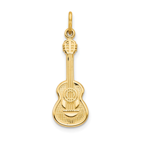 10k Yellow Gold Guitar Pendant, Detailed Acoustic Guitar Design, Music Charm Jewelry for Musicians
