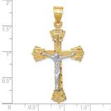 Diamond-Cut Crucifix Charm Pendant in Real 10k Multi-Tone Gold