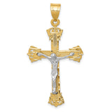 Diamond-Cut Crucifix Charm Pendant in Real 10k Multi-Tone Gold