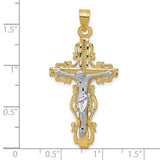 Diamond-Cut Crucifix Charm Pendant in Real 10k Multi-Tone Gold