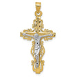 Diamond-Cut Crucifix Charm Pendant in Real 10k Multi-Tone Gold