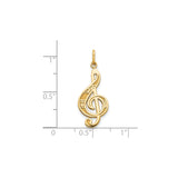 10k Yellow Gold Treble Clef Music Pendant, Staff Lines, Musical Symbol Jewelry for Women or Unisex