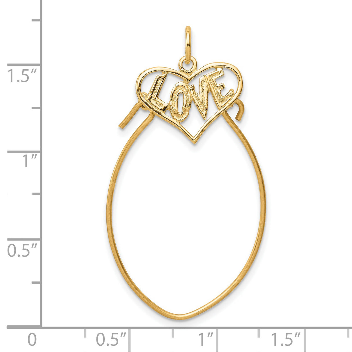 10k Yellow Gold Heart Pendant with Love Lettering, Romantic Jewelry for Women