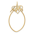 10k Yellow Gold Heart Pendant with Love Lettering, Romantic Jewelry for Women