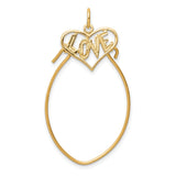 10k Yellow Gold Heart Pendant with Love Lettering, Romantic Jewelry for Women