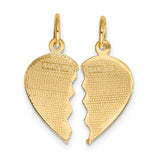 2 Piece Break-Apart Best Friend Heart Charm Pendant in Real 10k Yellow Gold