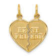 2 Piece Break-Apart Best Friend Heart Charm Pendant in Real 10k Yellow Gold