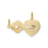 10k Yellow Gold Heart and Key Pendant, Romantic Symbol of Love and Connection for Women
