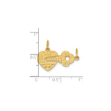 10k Yellow Gold Heart and Key Pendant, Romantic Symbol of Love and Connection for Women