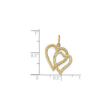 10k Yellow Gold Heart Pendant, Intertwined Open Dual Heart Design for Women