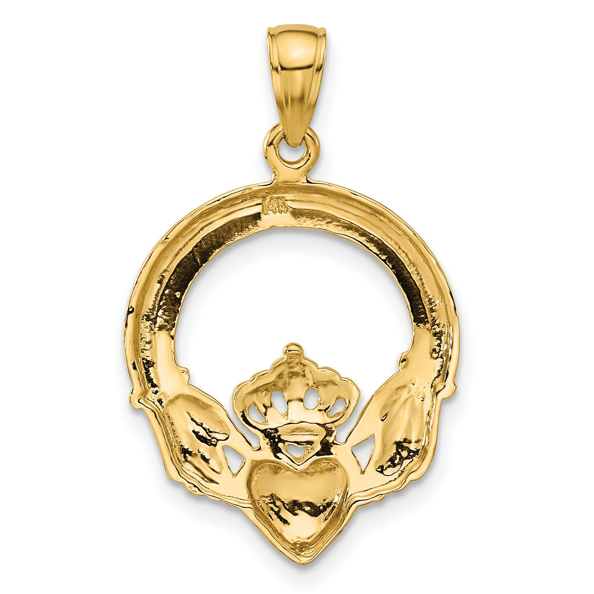 Polished Claddagh Charm Pendant in Real 10k Yellow Gold