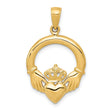 Polished Claddagh Charm Pendant in Real 10k Yellow Gold
