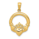Polished Claddagh Charm Pendant in Real 10k Yellow Gold