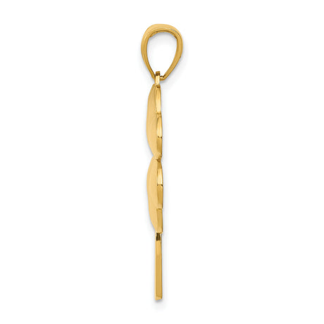 10k Yellow Gold Four Leaf Clover Pendant, Polished Shamrock Charm, Irish Heritage Design