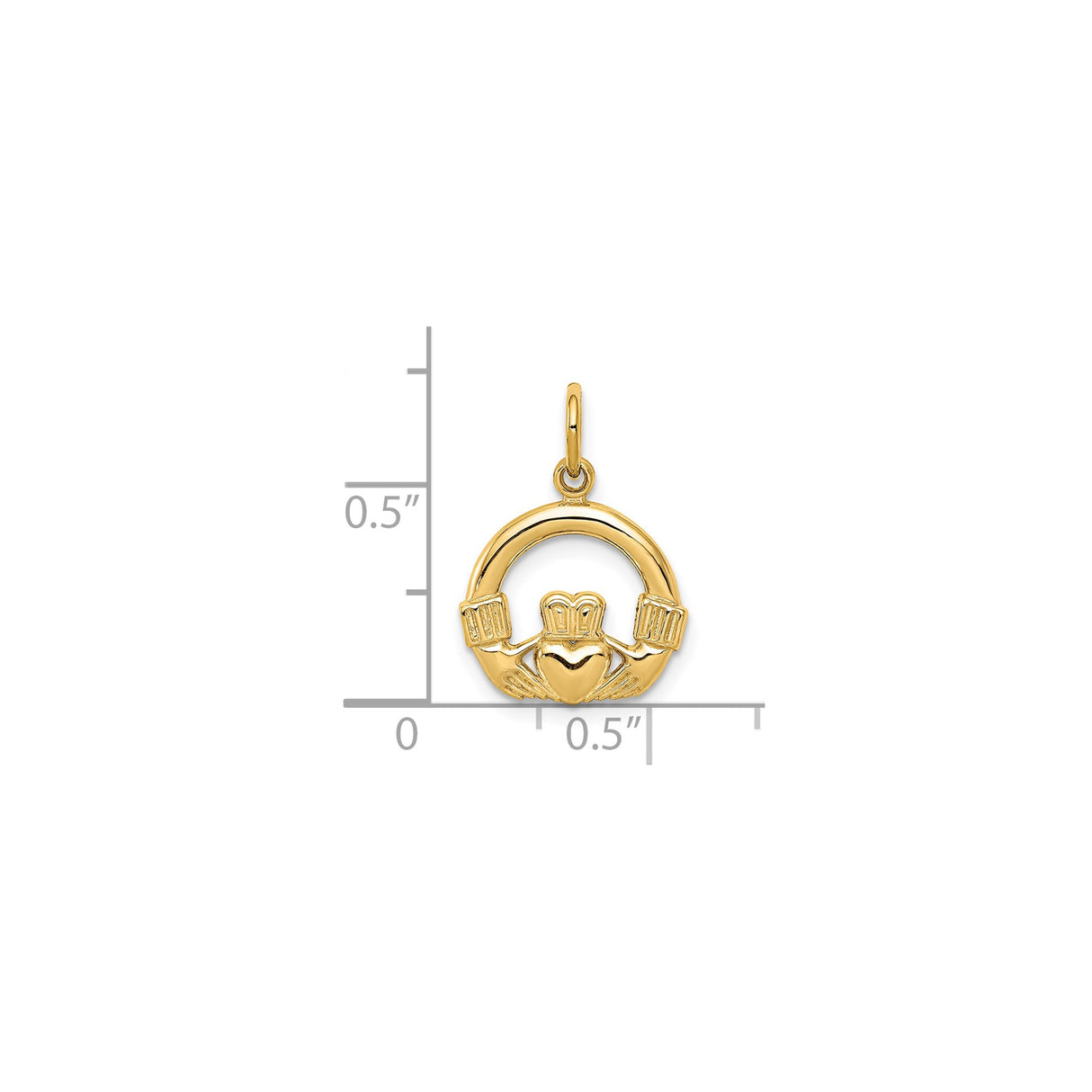 10k Yellow Gold Claddagh Pendant with Heart, Crown and Hands Irish Symbol