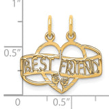 BEST FRIEND BREAK APART Charm Pendant in Real 10k Yellow Gold