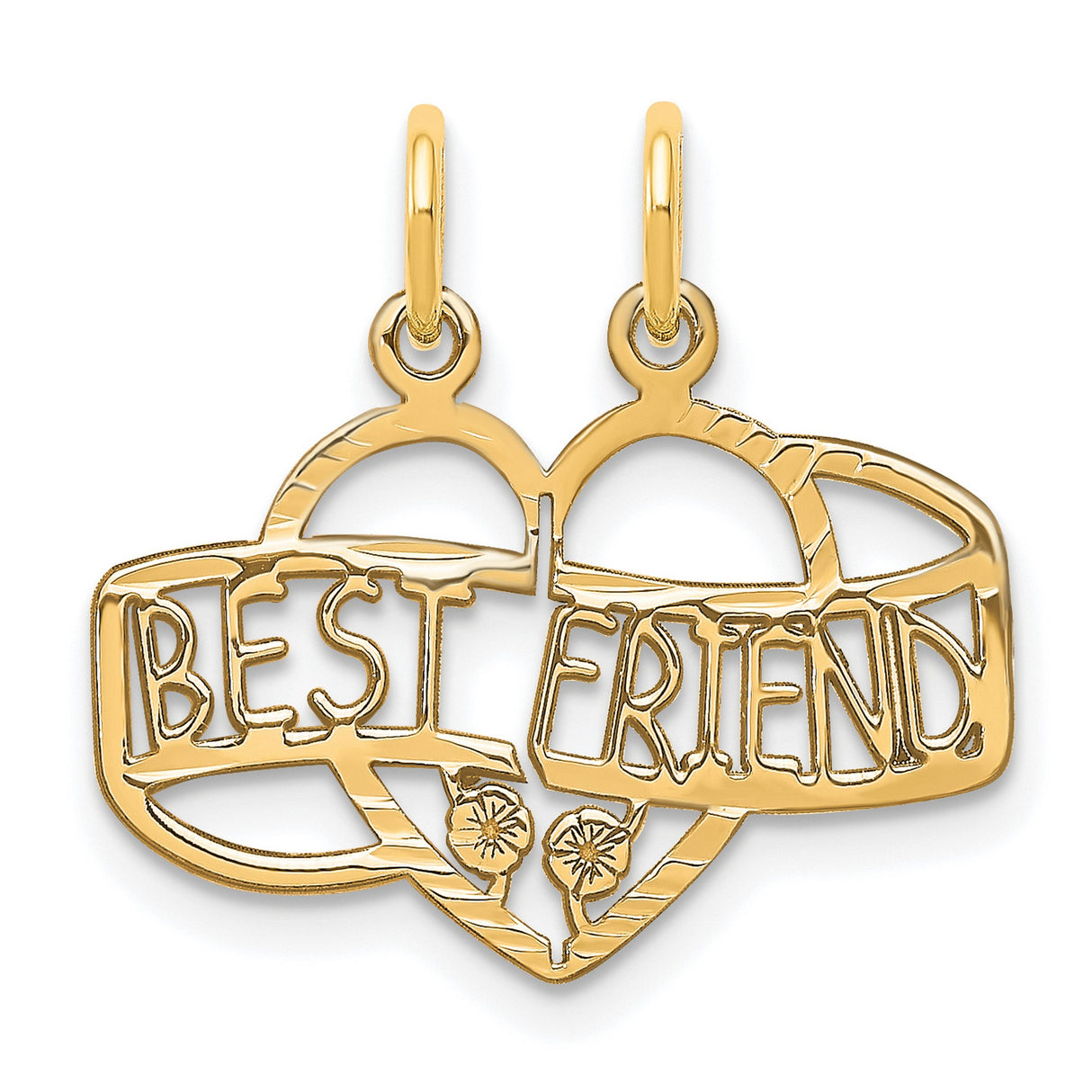 BEST FRIEND BREAK APART Charm Pendant in Real 10k Yellow Gold