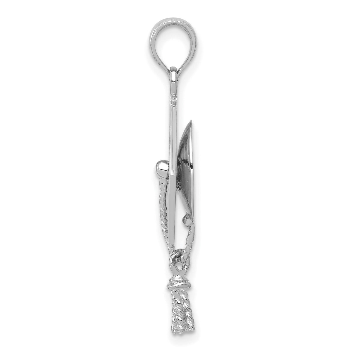 10k White Gold Graduation Cap Pendant with Moveable Tassel, Academic Milestone Charm