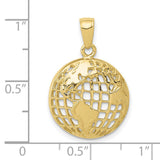 10k Yellow Gold World Map Cutout Pendant, Globe Design, Travel and Explorer Theme, Unisex