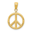 10k Yellow Gold Pendant, Peace Sign Symbol, Retro Boho Charm for Women or Unisex Wear
