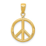 10k Yellow Gold Pendant, Peace Sign Symbol, Retro Boho Charm for Women or Unisex Wear