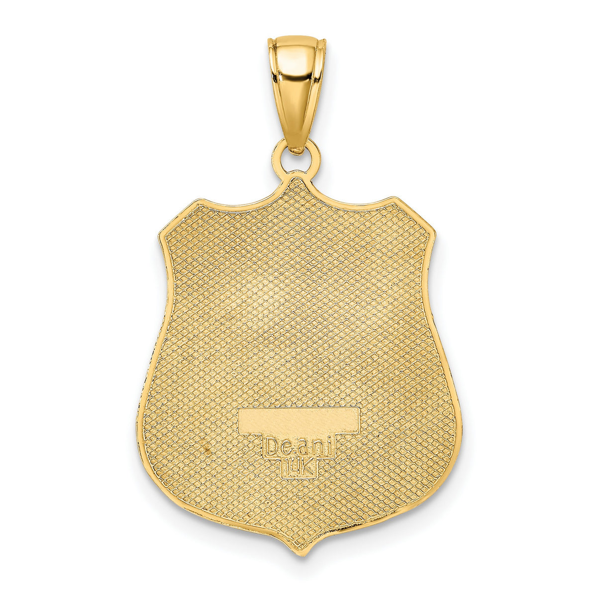 10k Yellow Gold Police Badge Pendant with Shield and Figures, Law Enforcement Symbol