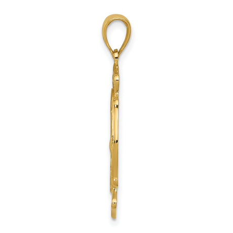 10k Yellow Gold Firefighter Pendant with St. Florian Engraving and Maltese Cross Design