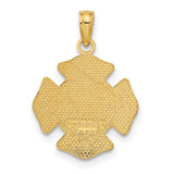 10k Yellow Gold Firefighter Cross Pendant with Saint Florian Engraving and FD Maltese Cross