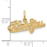 10k Yellow Gold I Love You Script Pendant, Romantic Charm for Women
