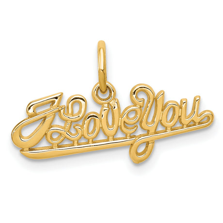 10k Yellow Gold I Love You Script Pendant, Romantic Charm for Women
