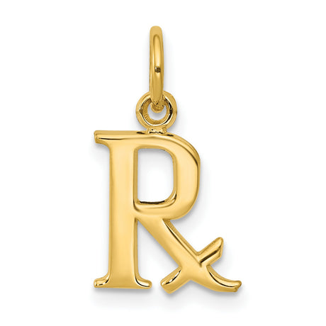 10k Yellow Gold RX Pendant, Medical Charm with Prescription Symbol for Pharmacists and Pharmacy Techs