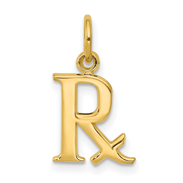10k Yellow Gold RX Pendant, Medical Charm with Prescription Symbol for Pharmacists and Pharmacy Techs