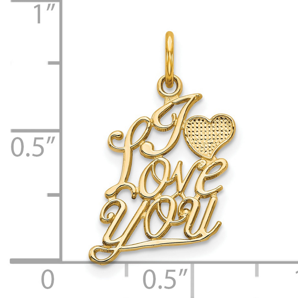 10k Yellow Gold Heart Pendant, Script I Love You Design, Romantic Jewelry for Women