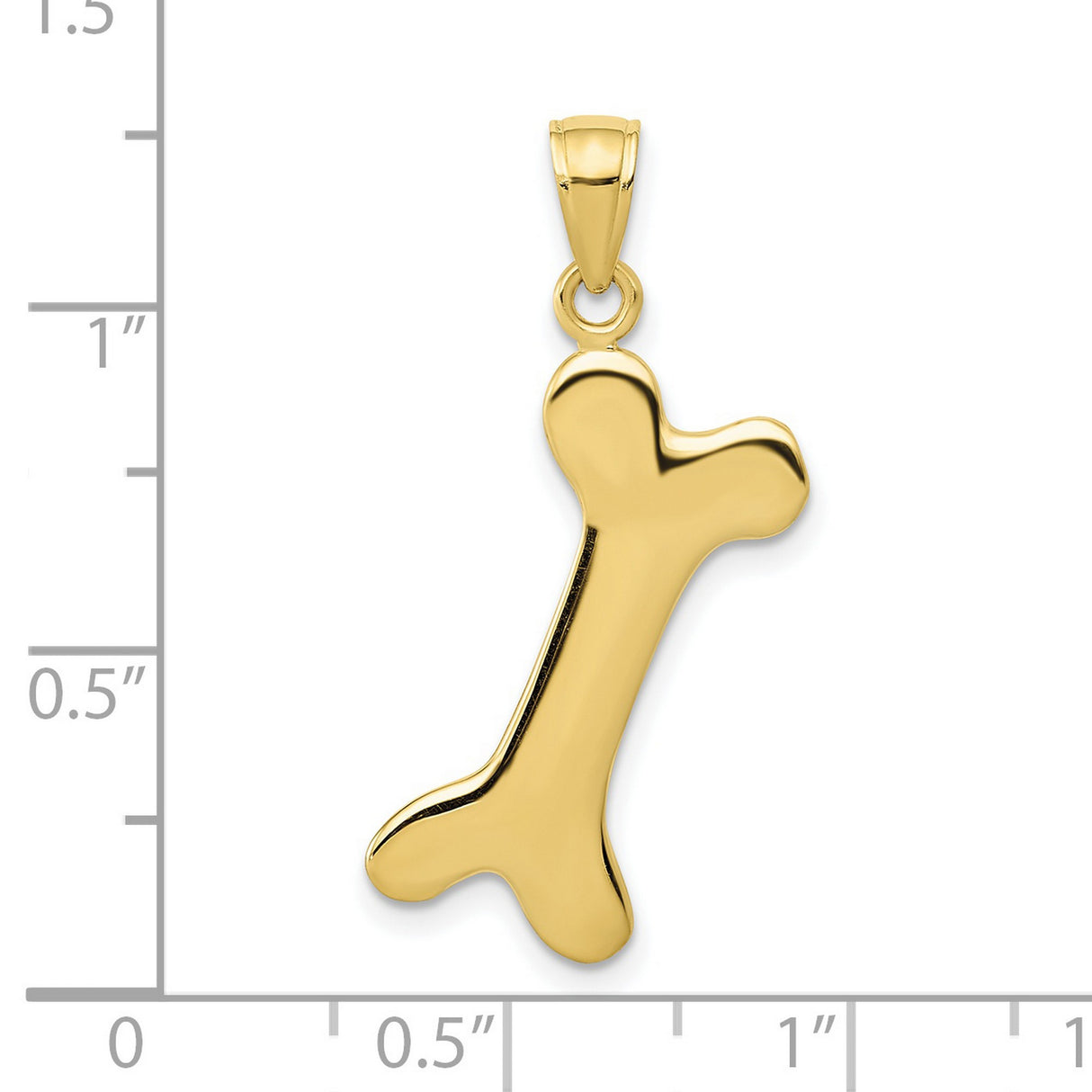 10k Yellow Gold Dog Bone Pendant, Polished Pet Motif Charm for Women or Unisex Wear