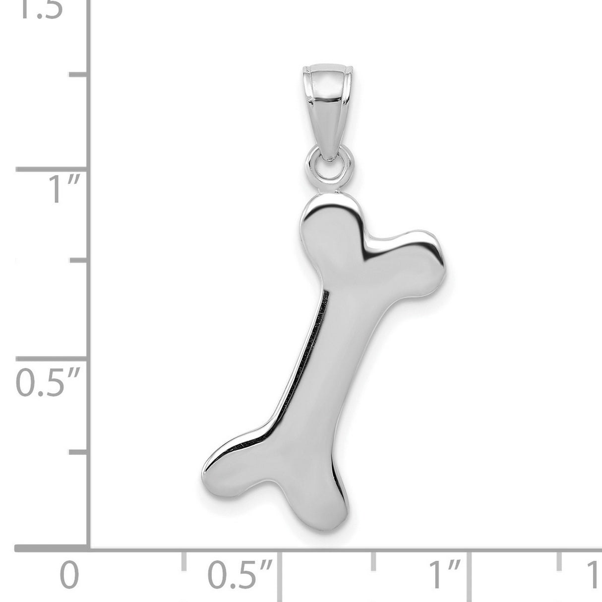 10k White Gold Bone Shaped Pendant, Minimalist Dog Bone Charm, Pet Memorial Jewelry
