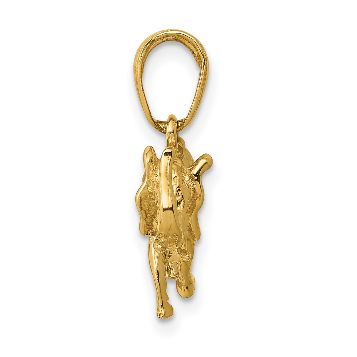 10k Yellow Gold Elephant Pendant, Walking Elephant Symbol of Strength and Good Luck
