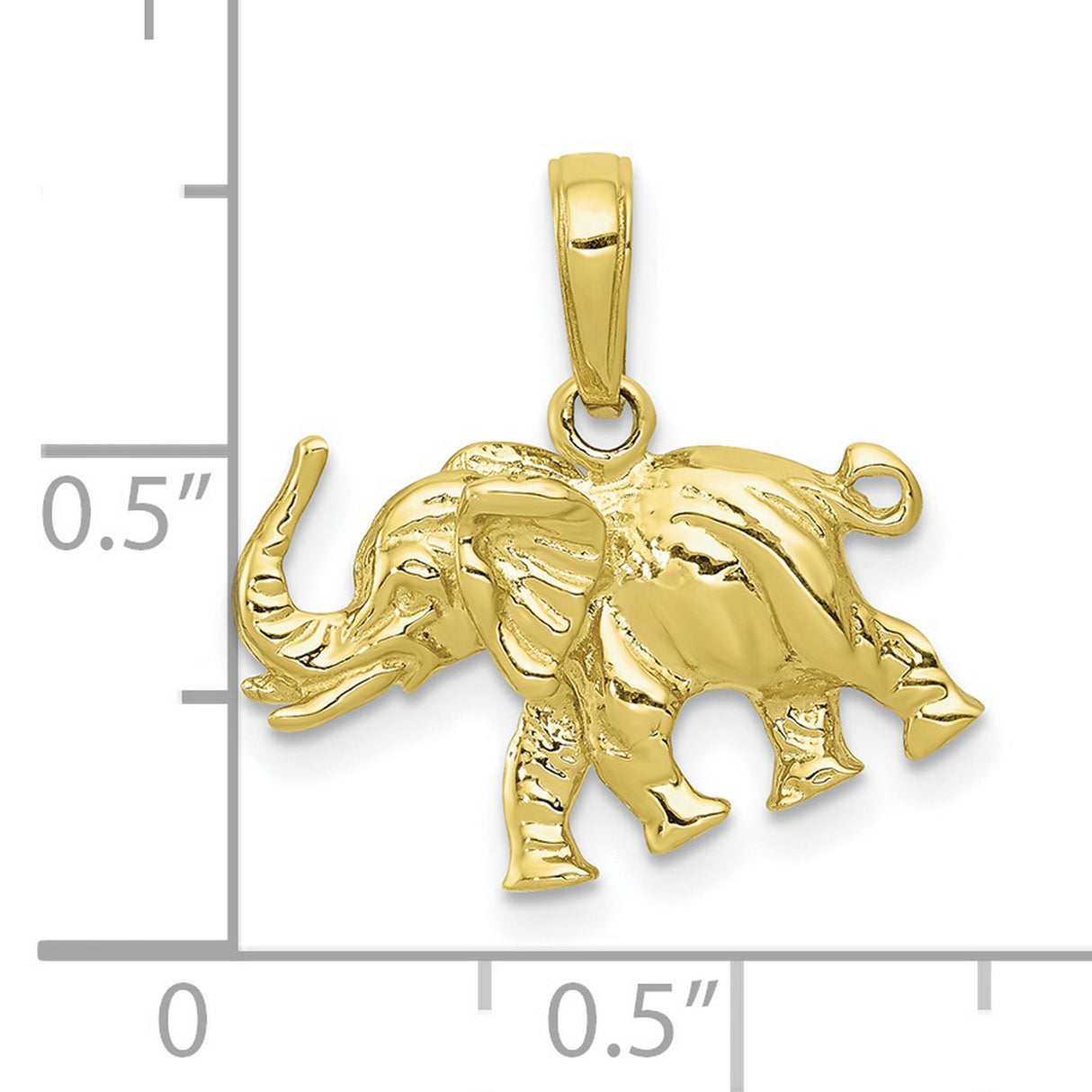 10k Yellow Gold Elephant Pendant, Walking Elephant Symbol of Strength and Good Luck