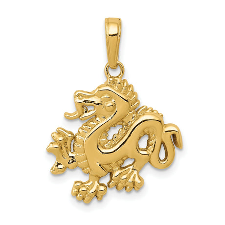 10k Yellow Gold Dragon Pendant with Chinese Zodiac Design for Men and Unisex Wear