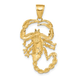 10k Yellow Gold Scorpion Pendant, Zodiac Scorpio Symbol with Celestial Motif for Men or Unisex