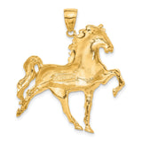 10k Yellow Gold Prancing Horse Pendant, Detailed Stallion Design, Unisex Equestrian Jewelry
