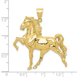 10k Yellow Gold Prancing Horse Pendant, Detailed Stallion Design, Unisex Equestrian Jewelry