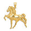 10k Yellow Gold Prancing Horse Pendant, Detailed Stallion Design, Unisex Equestrian Jewelry