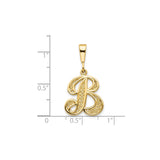 10k Yellow Gold Initial B Pendant with Filigree and Floral Script Design