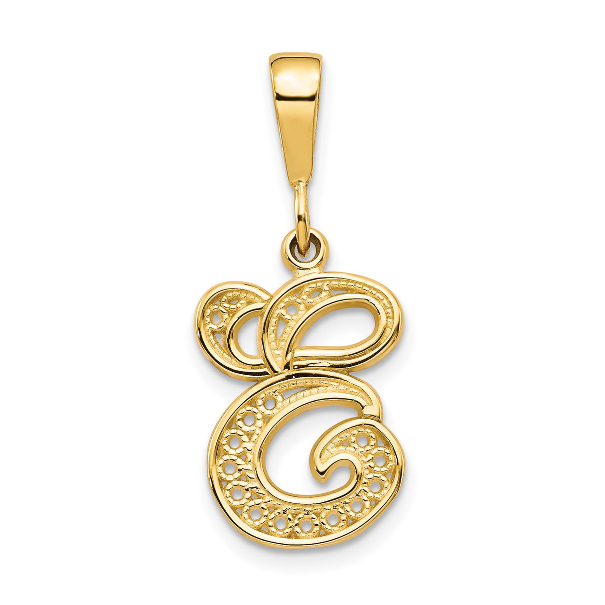 10k Yellow Gold Script G Pendant with Filigree Design, Dainty Initial Charm for Women